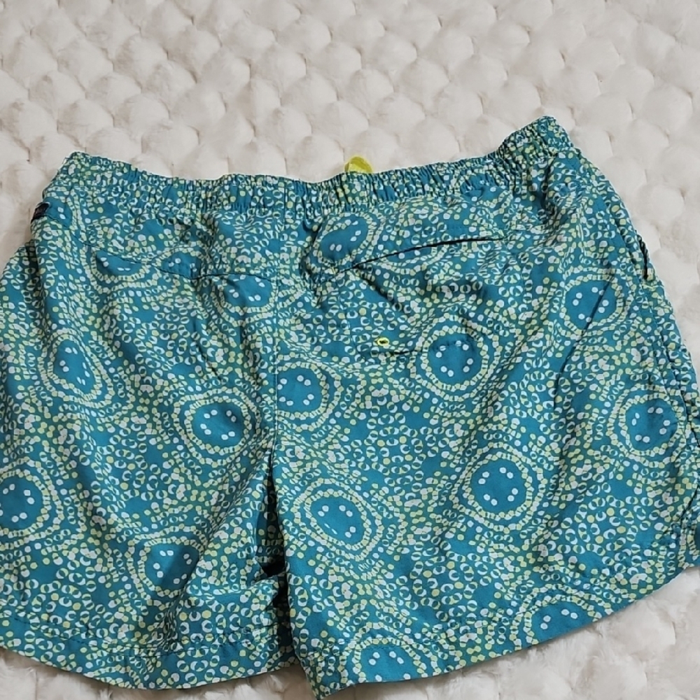 Columbia Teal and White Patterned Women's High Waist Shorts - Picture 3 of 6